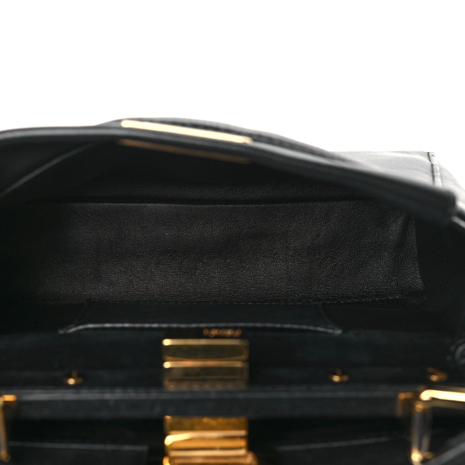 Fendi Nappa Mini Peekaboo Iconic Satchel Black Image 5