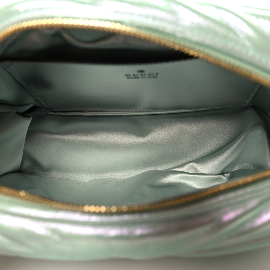 Gucci Iridescent Nappa Chevron Matelasse Small GG Marmont Chain Shoulder Bag Iridescent Salvy Green Image 5