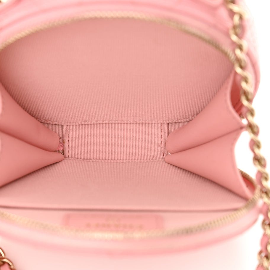 Chanel Caviar Quilted Round Handle With Care Vanity With Chain Pink Image 6