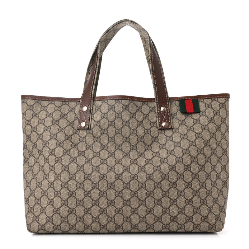  Gucci GG Plus Monogram Medium Signature Web Loop Tote Brown