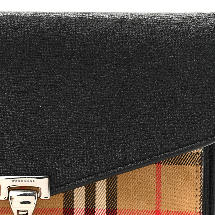 Burberry Derby Calfskin Vintage Check Small Macken Crossbody Bag Black Image 7