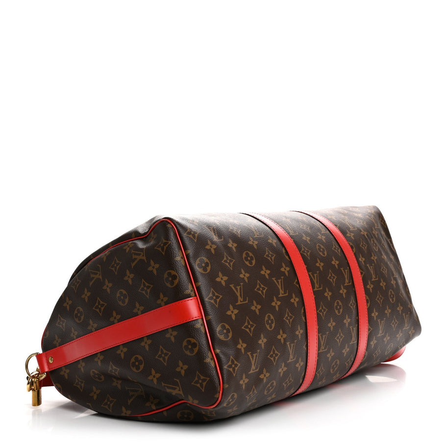 Louis Vuitton Calfskin Monogram Keepall Bandouliere 50 Coquelicot Image 3