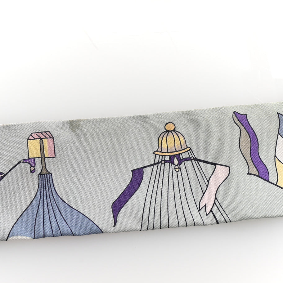Hermes Silk Les Folies Du Ciel Twilly Mauve Jaune Vert Image 5