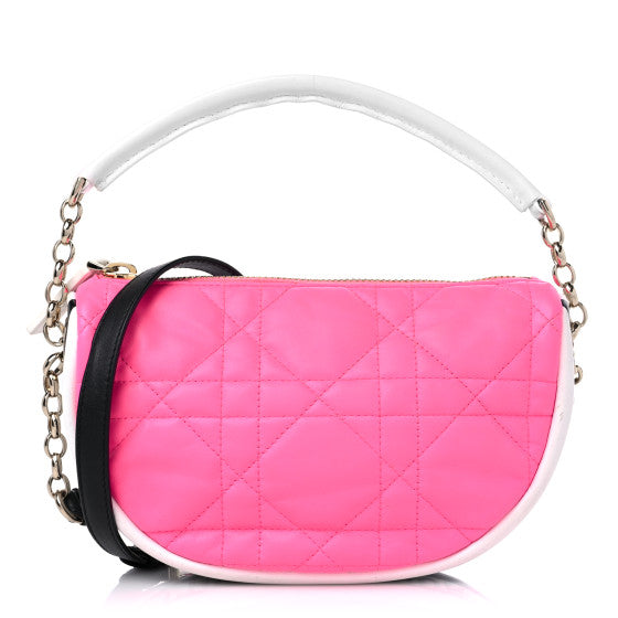  Christian Dior Lambskin Cannage Small Dior Vibe Hobo Bag Pink