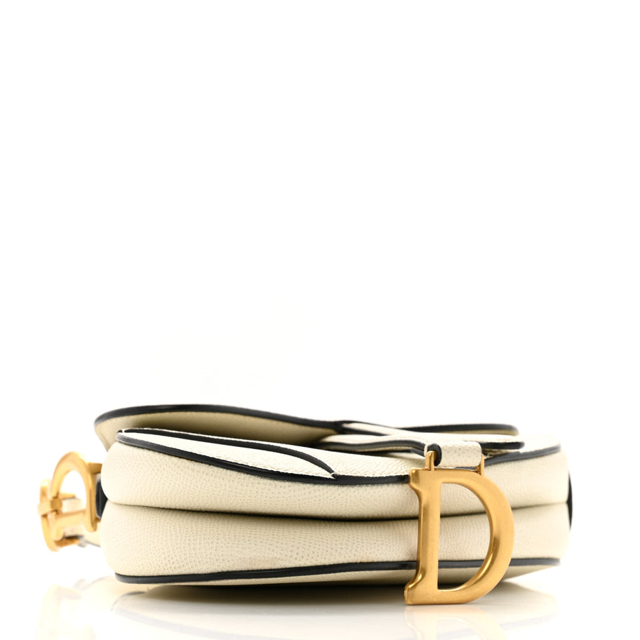 Christian Dior Grained Calfskin Mini Saddle Bag Ivory Image 4