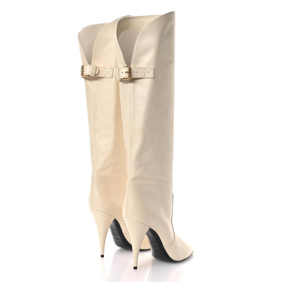 Saint Laurent Lambskin Koller 110 Tall Boots 40 Real Beige Image 5