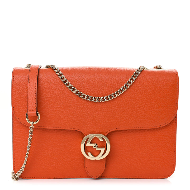  Gucci Dollar Calfskin InterLocking G Shoulder Bag Sun Orange