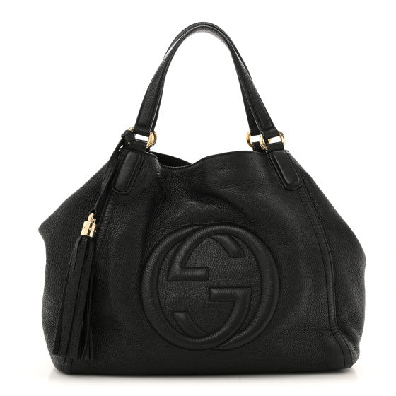 Gucci Pebbled Calfskin Medium Soho Shoulder Bag Black Image 1