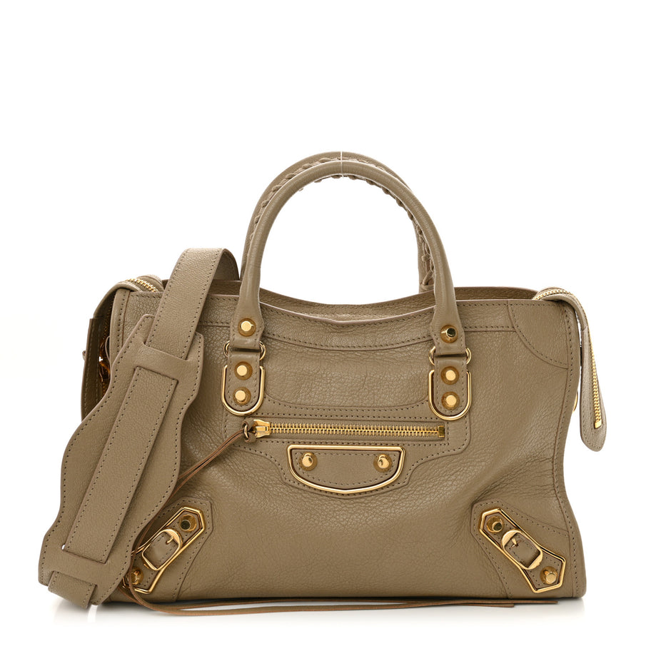 Balenciaga Chevre Gold Metallic Edge Hardware City Beige Latte Image 1
