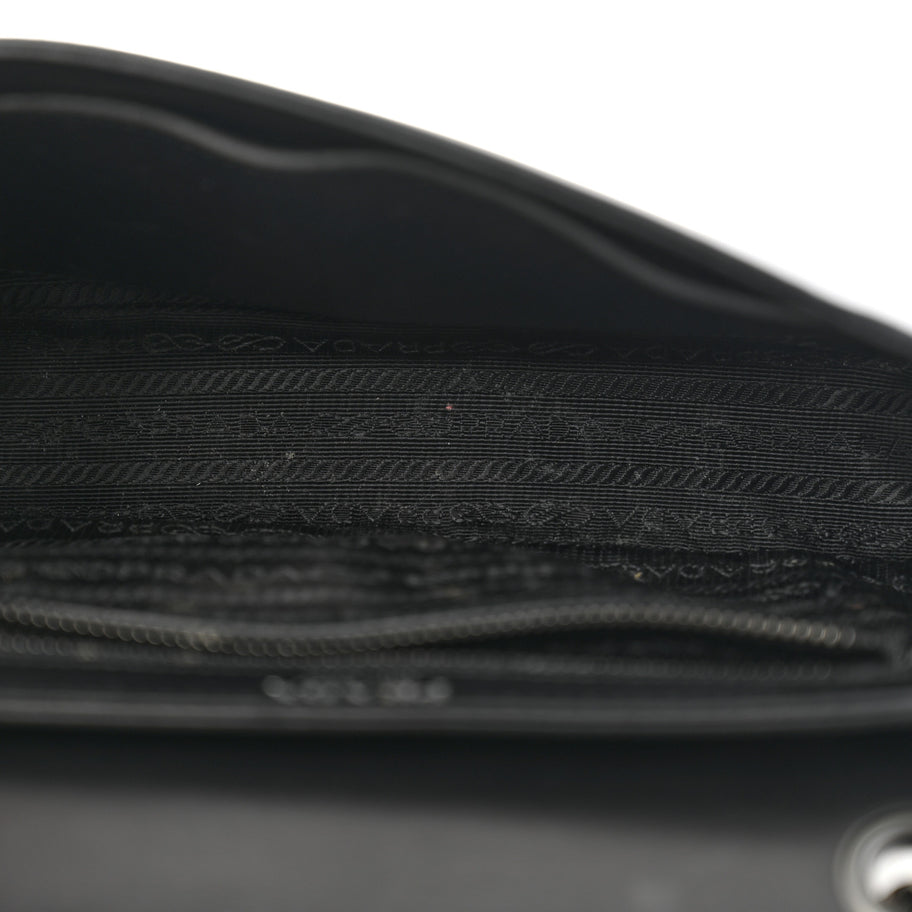 Prada Glace Calfskin Studded Crossbody White Black Image 5