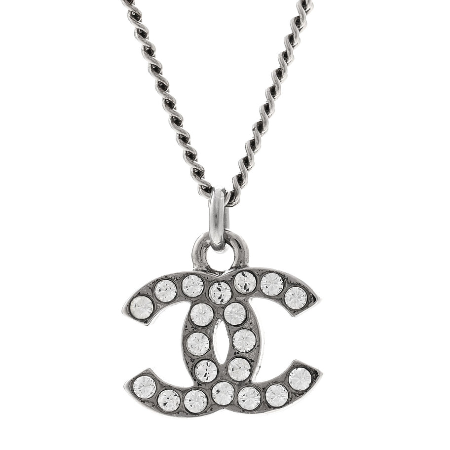Chanel Crystal Timeless CC Necklace Silver Image 4