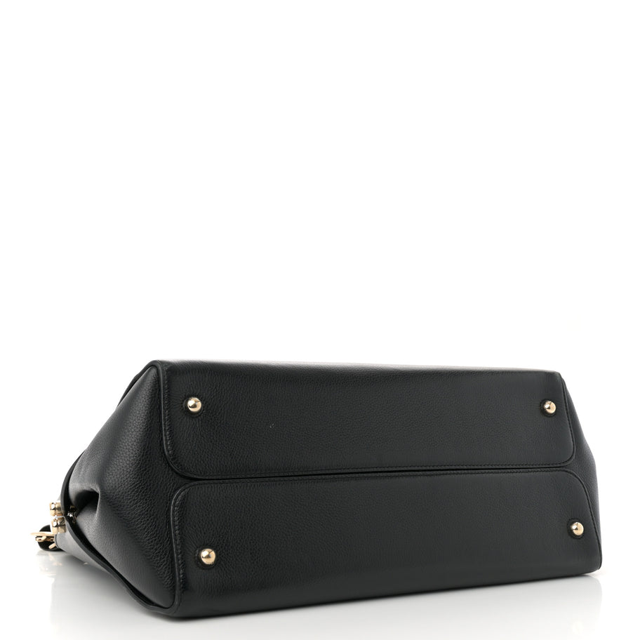 Christian Dior Grained Calfskin Large Bar Zip Tote Black Image 4