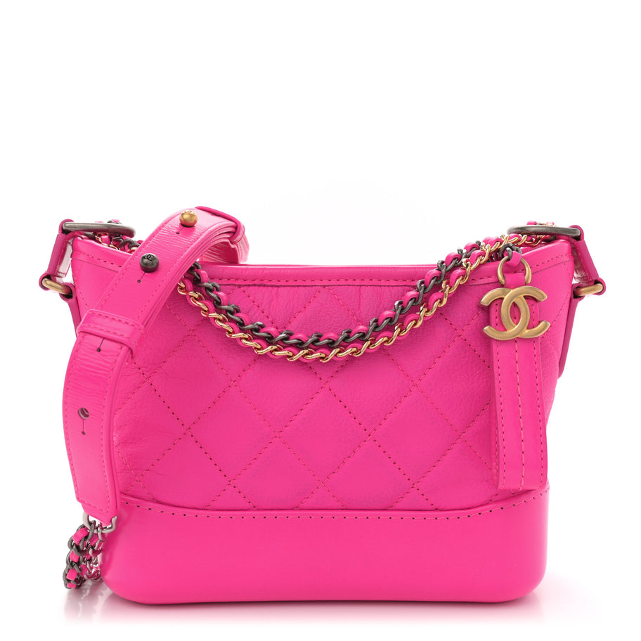 Chanel Goatskin Quilted Small Gabrielle Hobo Pink Image 1