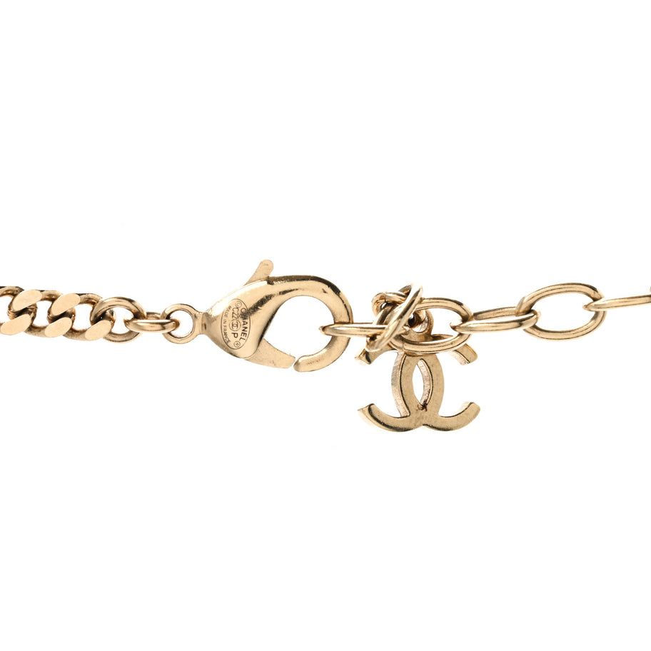 Chanel Metal Crystal CC Boy Pendant Long Necklace Gold Image 4