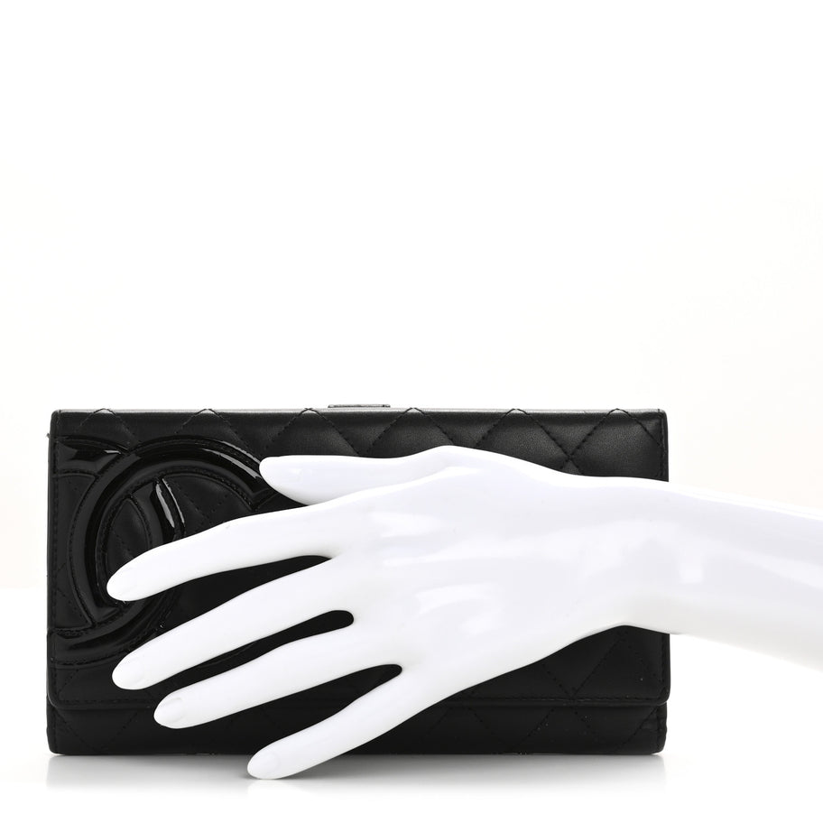 Chanel Calfskin Quilted Cambon Long Double Wallet Black Image 2