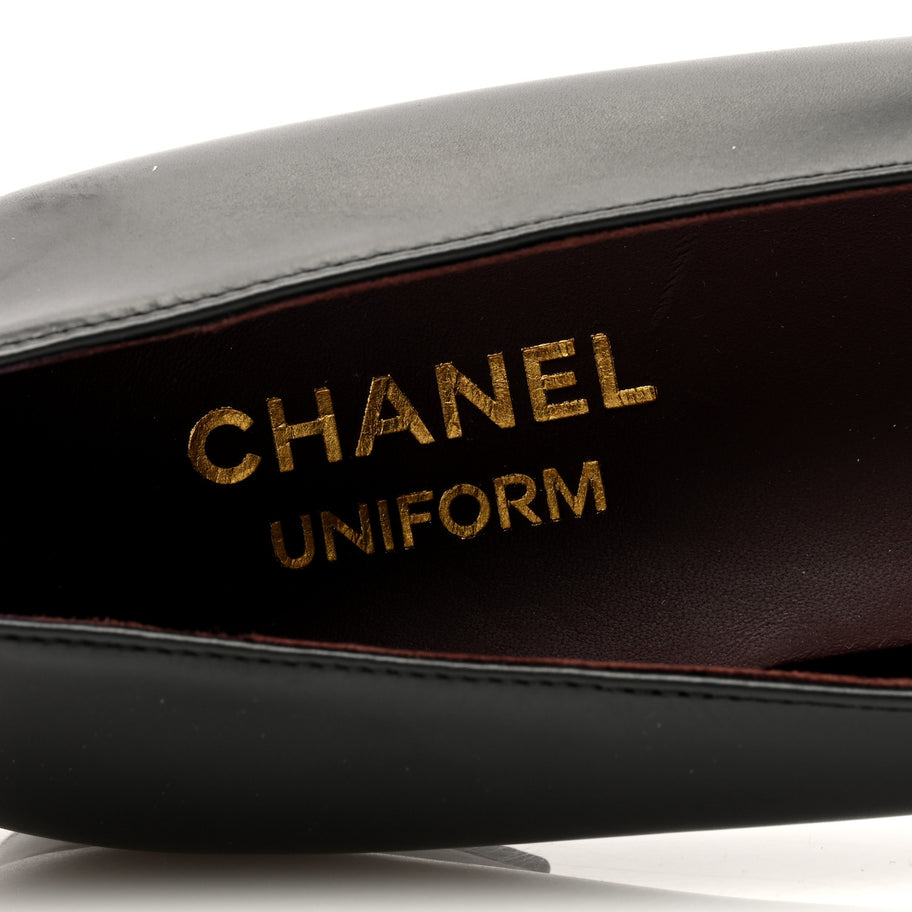 Chanel Lambskin Cap Toe CC Uniform Ballerina Flats 38.5 Black Image 6
