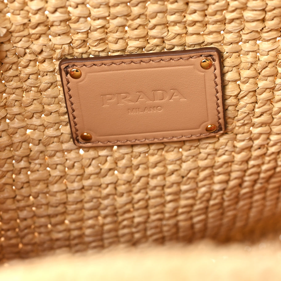 Prada Raffia Floral Small Logo Tote Naturale Arancio Naturale Arancio Image 7