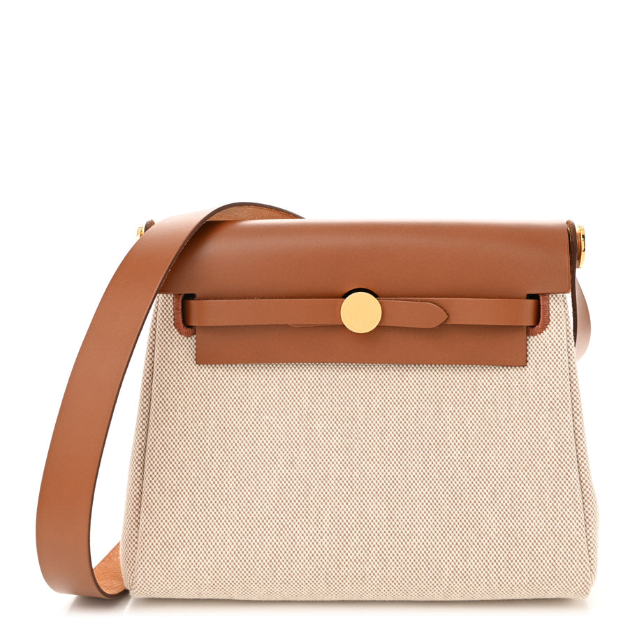 Hermes Military Toile Vache Hunter Herbag Zip Retourne 20 Ecru Beige Fauve Image 1