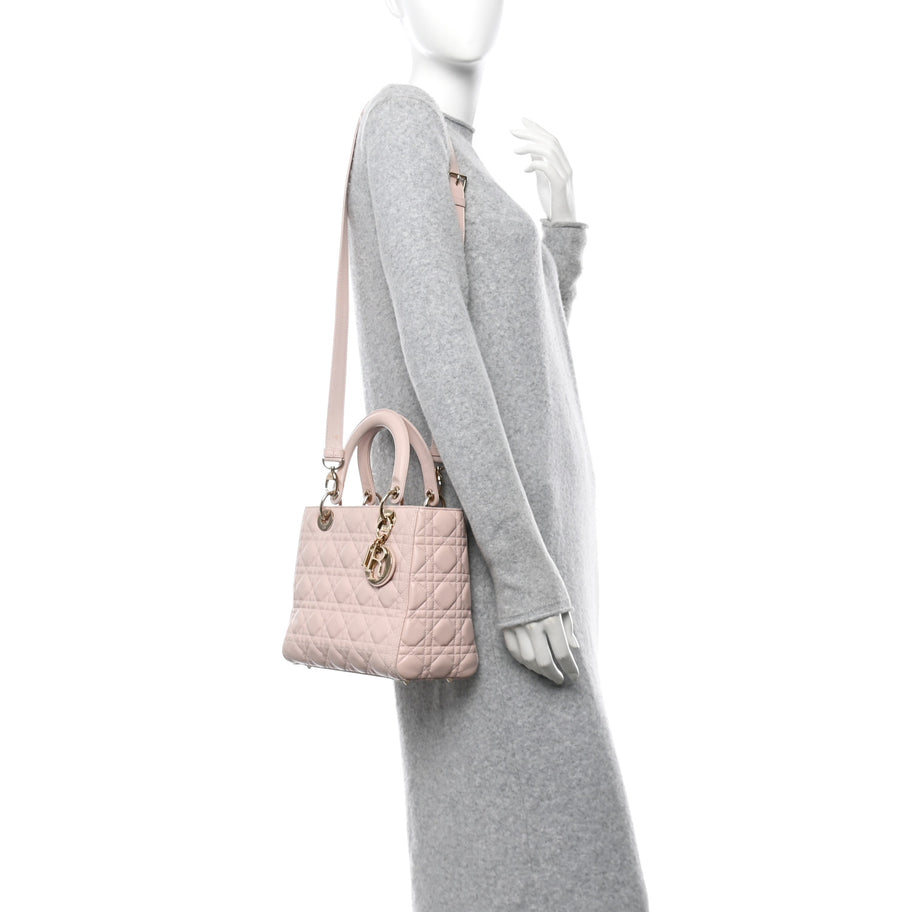 Christian Dior Lambskin Cannage Medium Lady Dior Light Pink Image 2