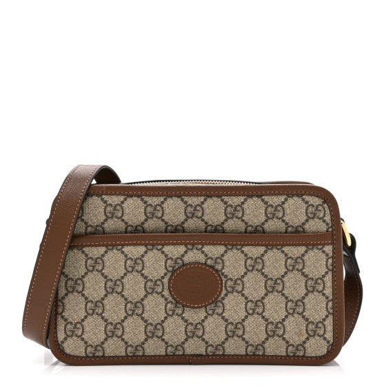 Gucci GG Supreme Monogram Azalea Calfskin Mini Retro Interlocking G Shoulder Bag Beige Ebony Brown Sugar Image 1