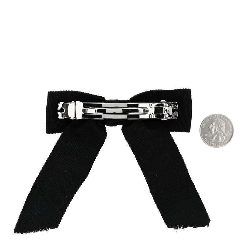  Chanel Grosgrain Bow CC Hair Clip Black