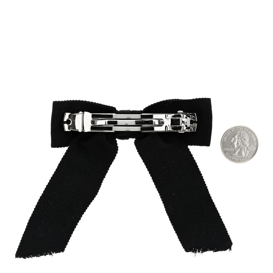 Chanel Grosgrain Bow CC Hair Clip Black Image 2