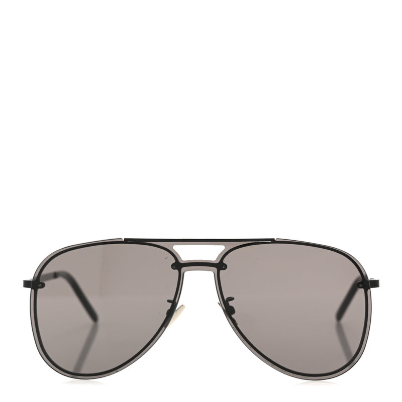 Saint Laurent Metal Aviator Classic 11 Slim Sunglasses Black