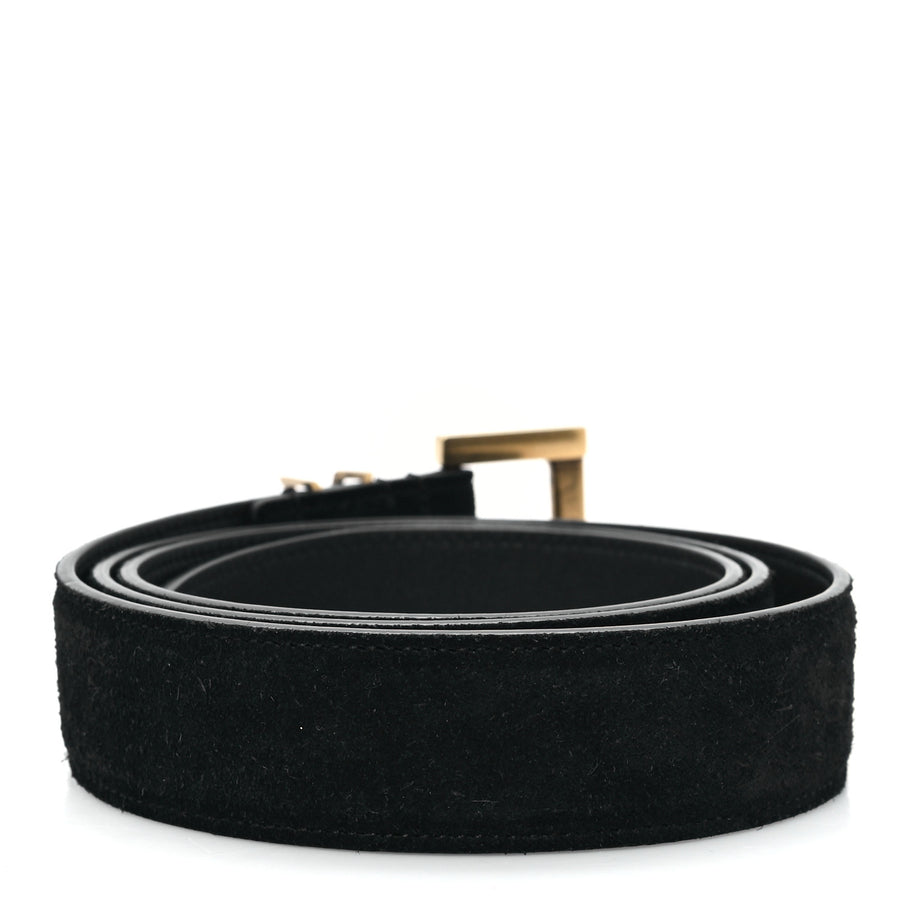 Saint Laurent Suede Calfskin Monogram Square Buckle Belt 90 36 Black Image 2