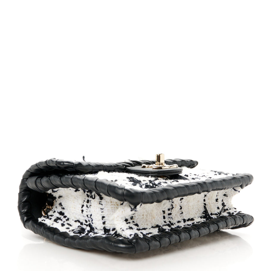 Chanel Tweed Braided Calfskin Mini My Own Frame Flap Grey Black Image 4