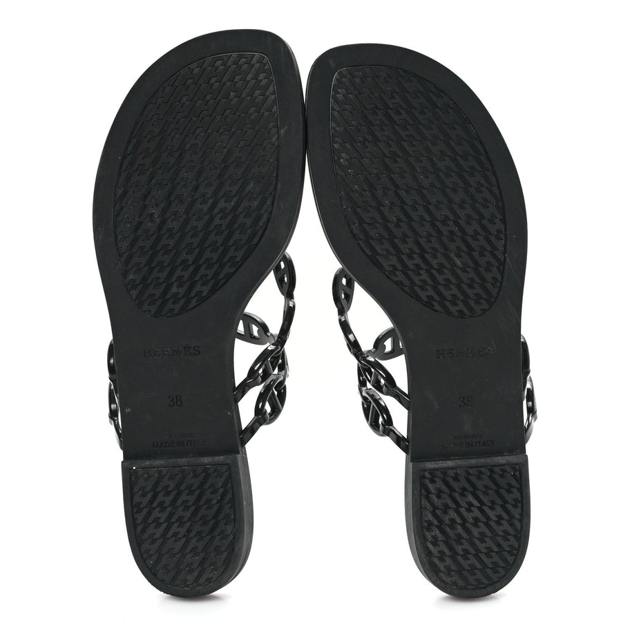 Hermes Rubber Chaine d'Ancre Rivage Sandals 38 Black Image 6