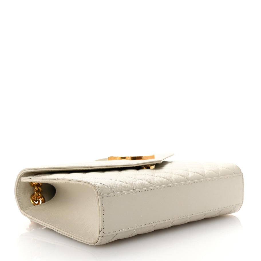 Saint Laurent Grain De Poudre Textured Mixed Matelasse Medium Triquilt Monogram Satchel Crema Soft Image 4