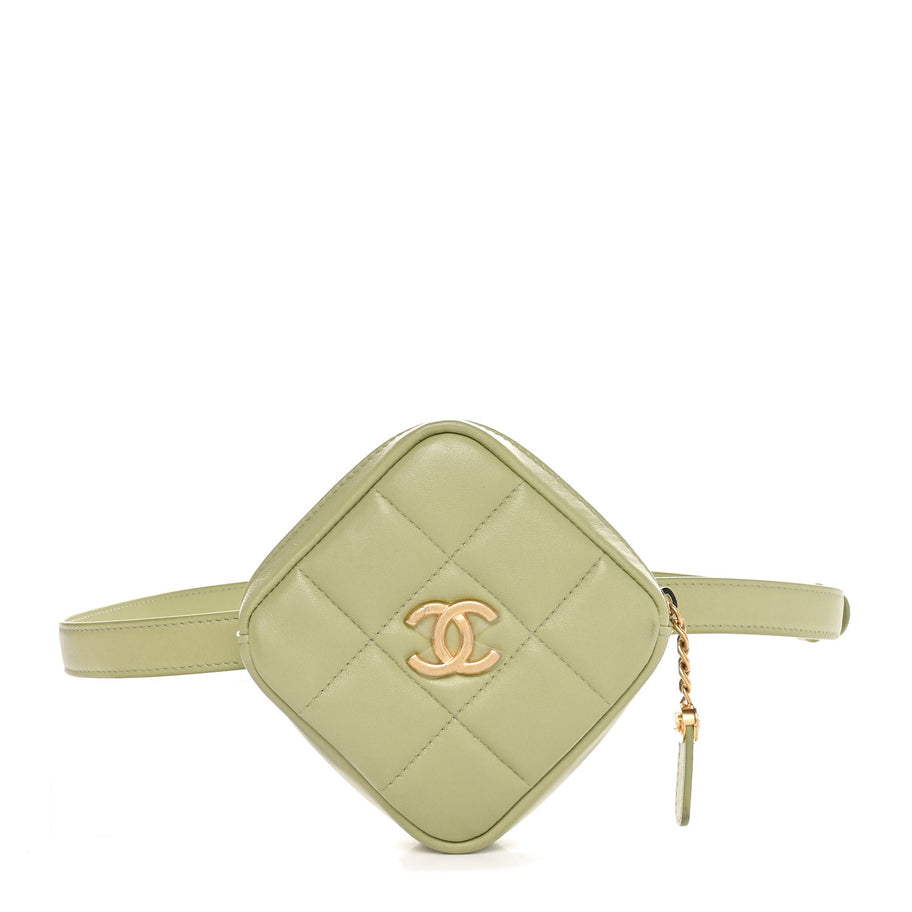 Chanel Lambskin Quilted Coin Purse Belt Bag Green Image 1