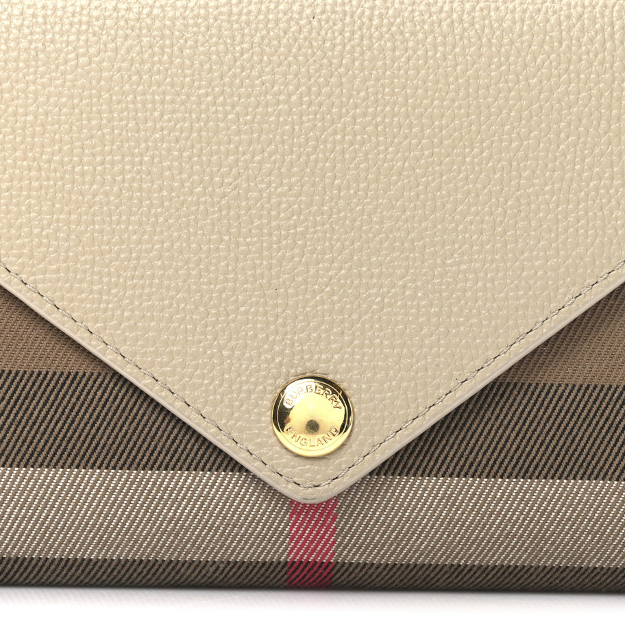Burberry Calfskin House Check Hannah Wallet with Detachable Strap Beige Image 7