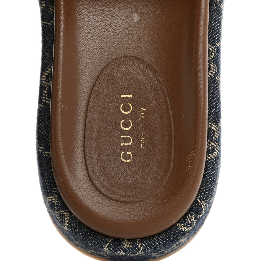 Gucci New Denim GG Monogram Angelina Platform 55mm Slide Sandals 36.5 Blue Tea Image 7