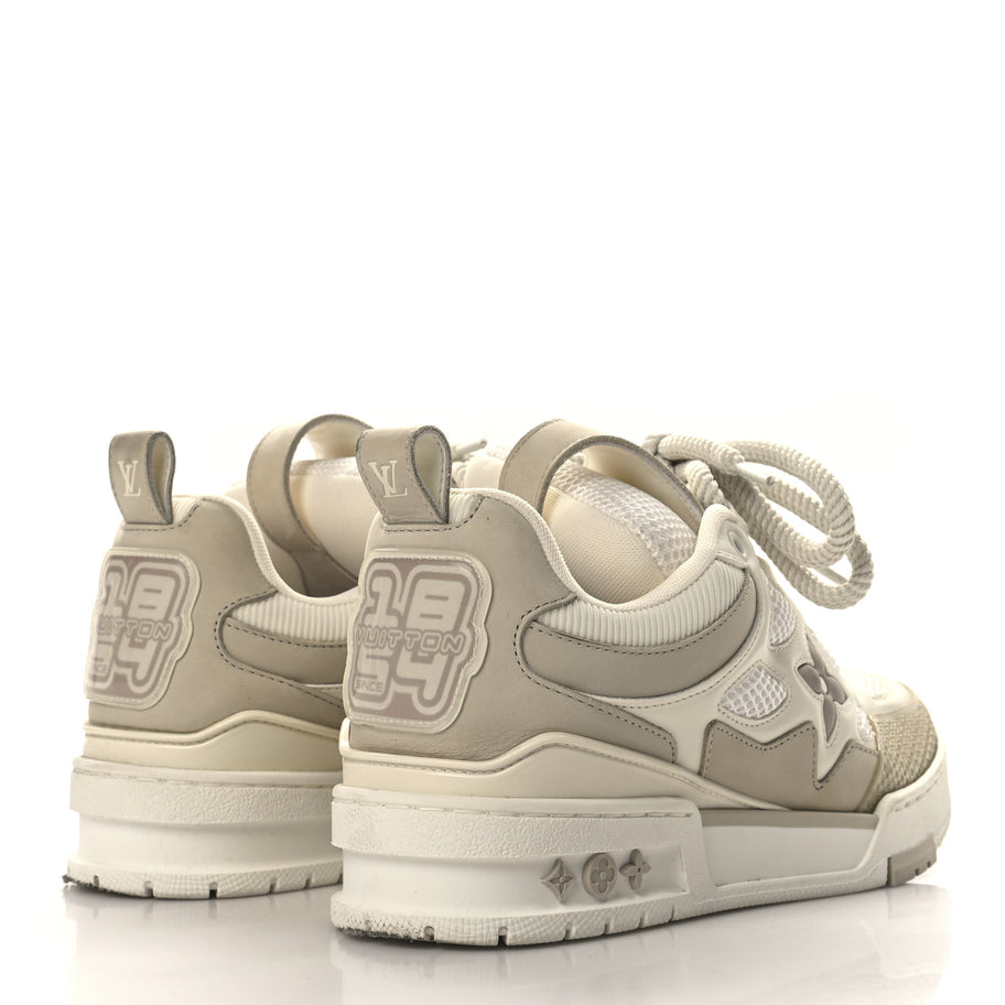 Louis Vuitton Calfskin Mesh Womens LV Skate Sneaker Beige White Image 5