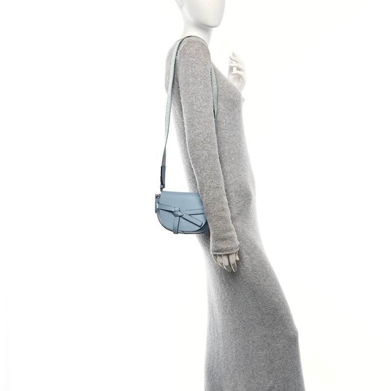  Loewe Calfskin Jacquard Mini Gate Dual Bag Dusty Blue