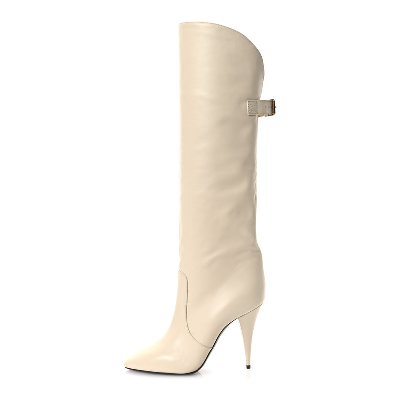  Saint Laurent Lambskin Koller 110 Tall Boots 40 Real Beige