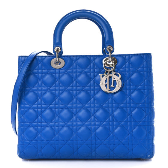  Christian Dior Lambskin Cannage Large Lady Dior Blue