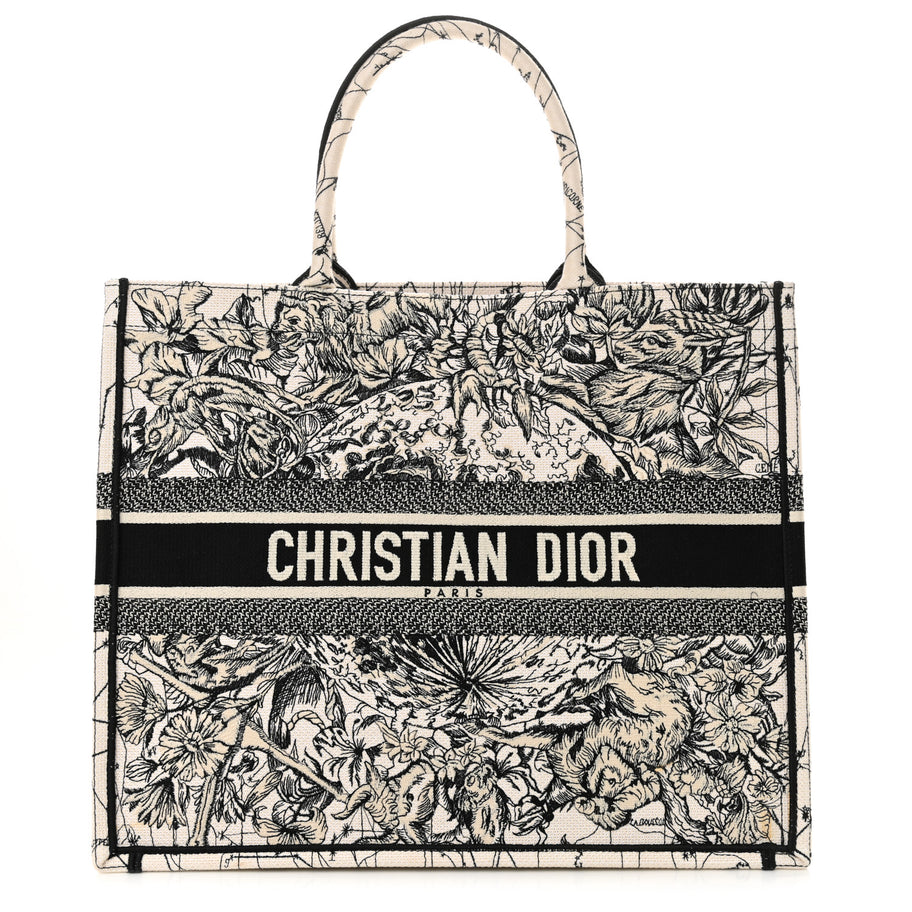 Christian Dior Canvas Embroidered Large Zodiac Book Tote Latte Multicolor Image 1