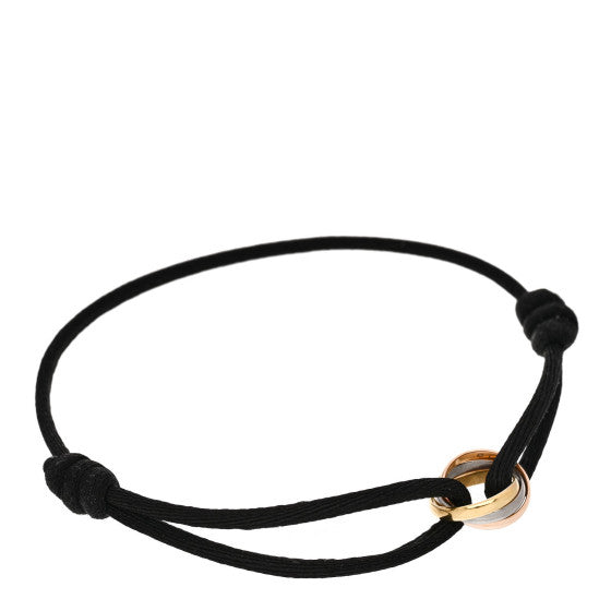  Cartier 18K Pink Yellow White Gold Trinity Adjustable Cord Bracelet Black, BW1906266
