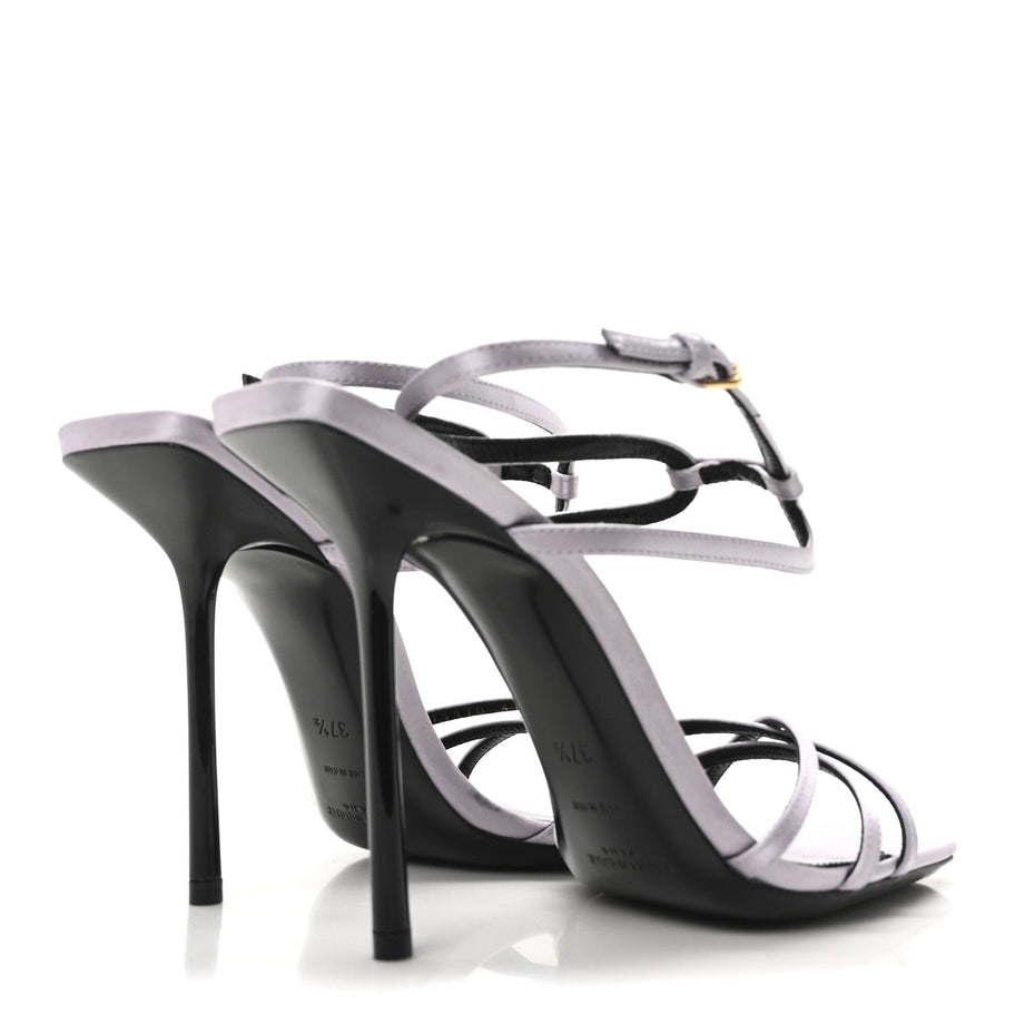 Saint Laurent Crepe Satin Baliqua 105 Ankle Strap Sandals 37.5 Poly Grey Image 5