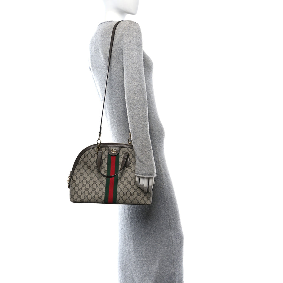 Gucci GG Supreme Monogram Web Medium Ophidia Top Handle Dome Bag Brown Image 2