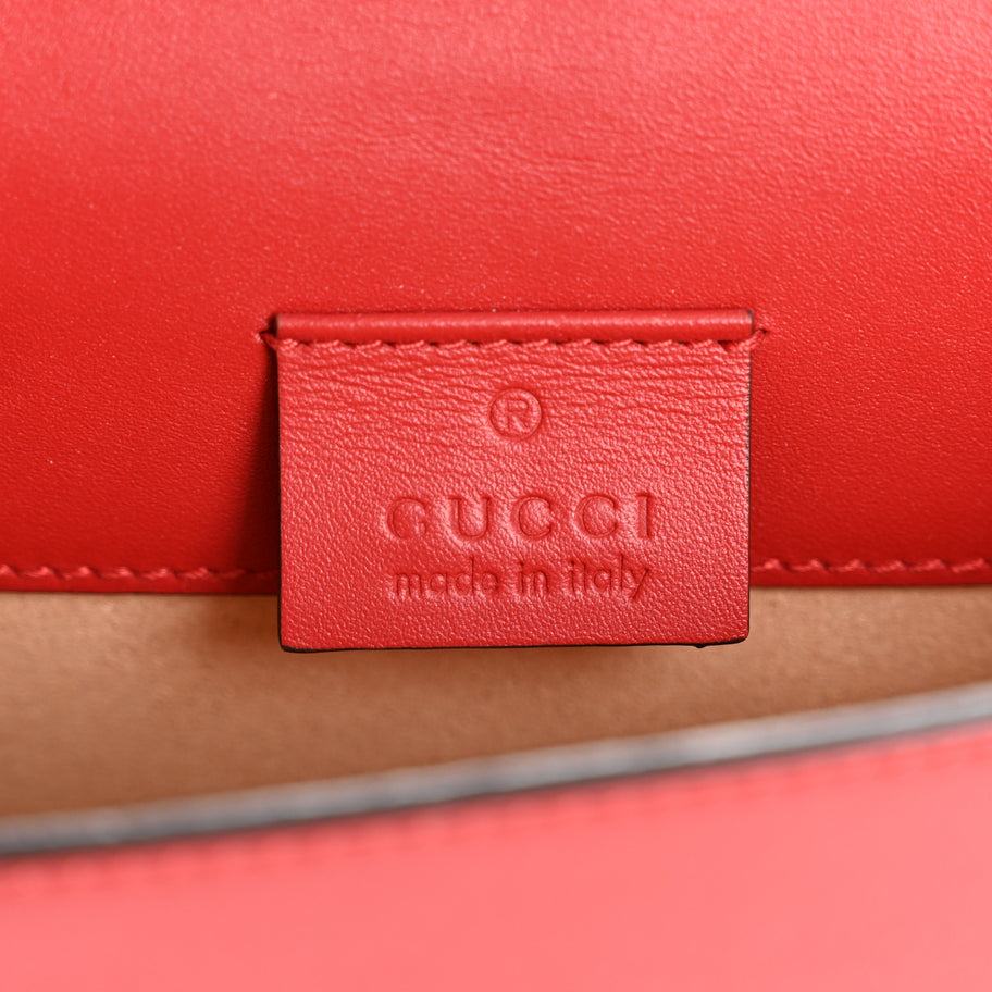 Gucci Calfskin Super Mini Sylvie Chain Shoulder Bag Hibiscus Red Image 6