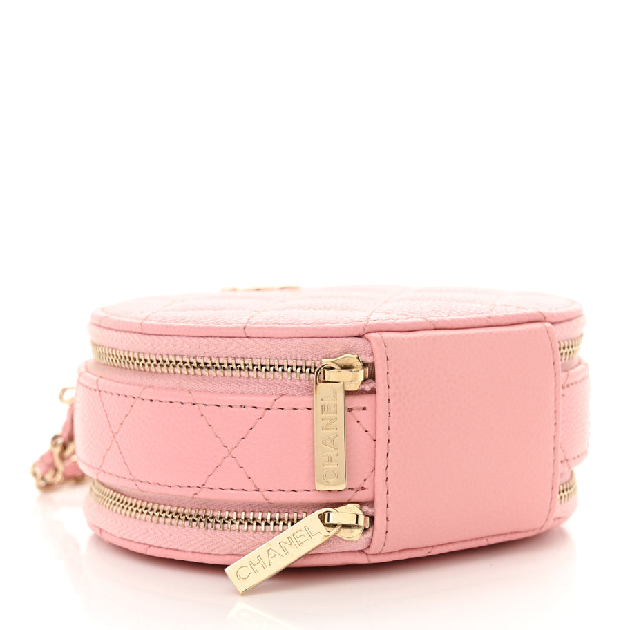 Chanel Caviar Quilted Round Handle With Care Vanity With Chain Pink Image 4