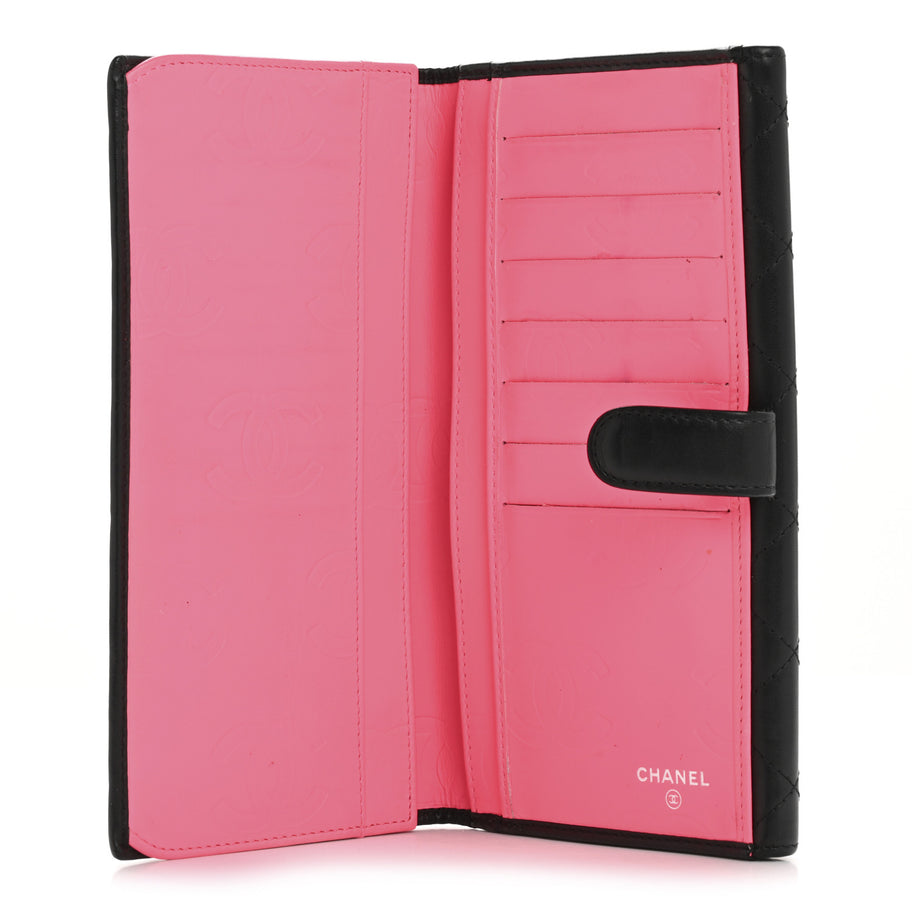 Chanel Calfskin Quilted Cambon Long Double Wallet Black Image 5