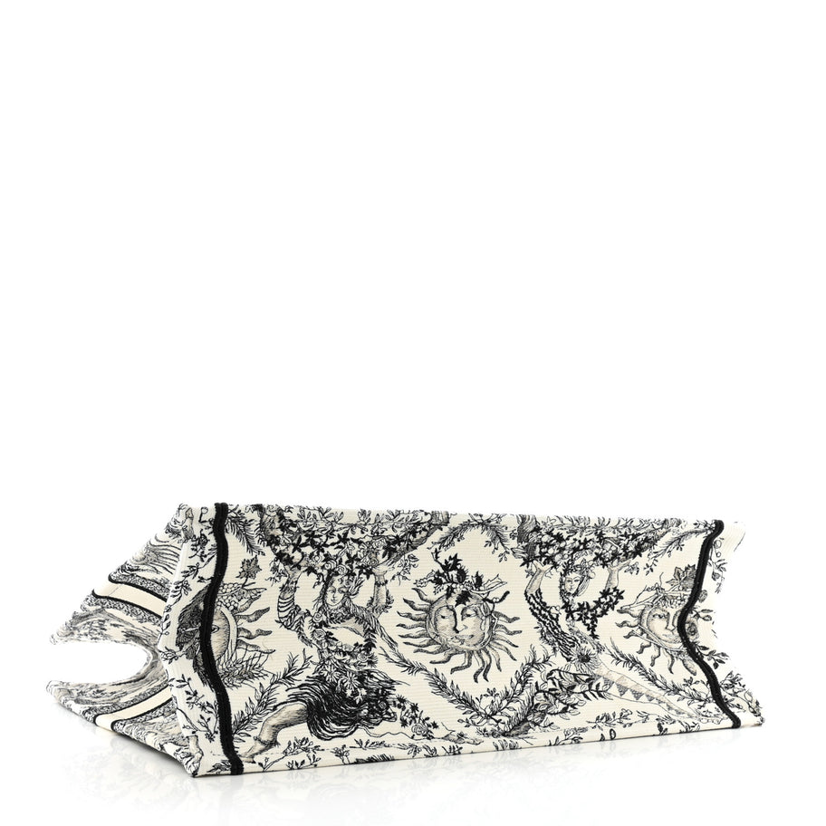 Christian Dior Canvas Embroidered Large Toile de Jouy Soleil Book Tote Black White Image 4