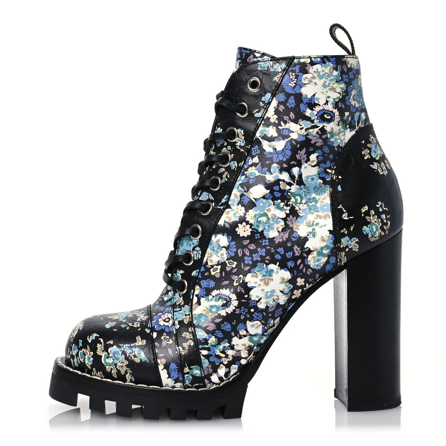 Louis Vuitton Calfskin Floral Star Trail Ankle Boots Black Image 1