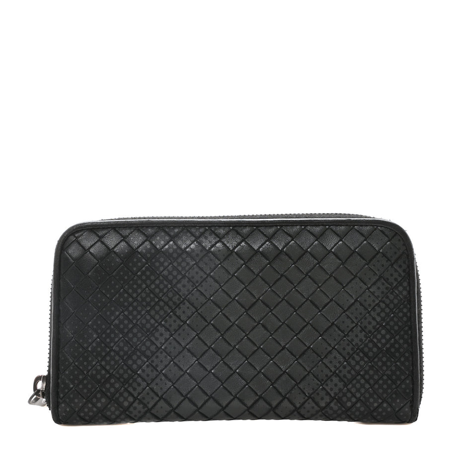 Bottega Veneta Nappa Intrecciato Dot Zip Around Wallet Black Grey Image 1