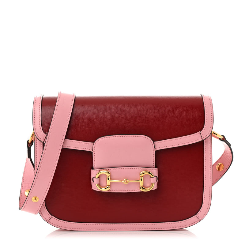  Gucci Azalea Calfskin Horsebit 1955 Shoulder Bag New Cherry Red Wild Rose
