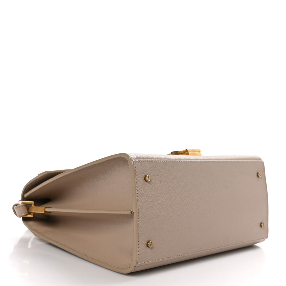 Saint Laurent Grain de Poudre Medium Classic Monogram Cassandra Top Handle Dark Beige Image 4
